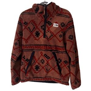 The North Face men’s cozy Campshire printed half zip hoodie, brown, S